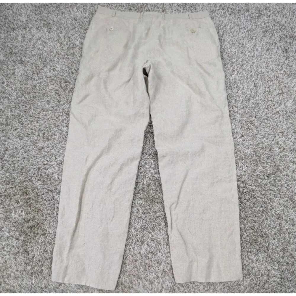 100% Capri Pants Mens XXL 54 EU Beige 100% Linen Made In Italy Casual 31